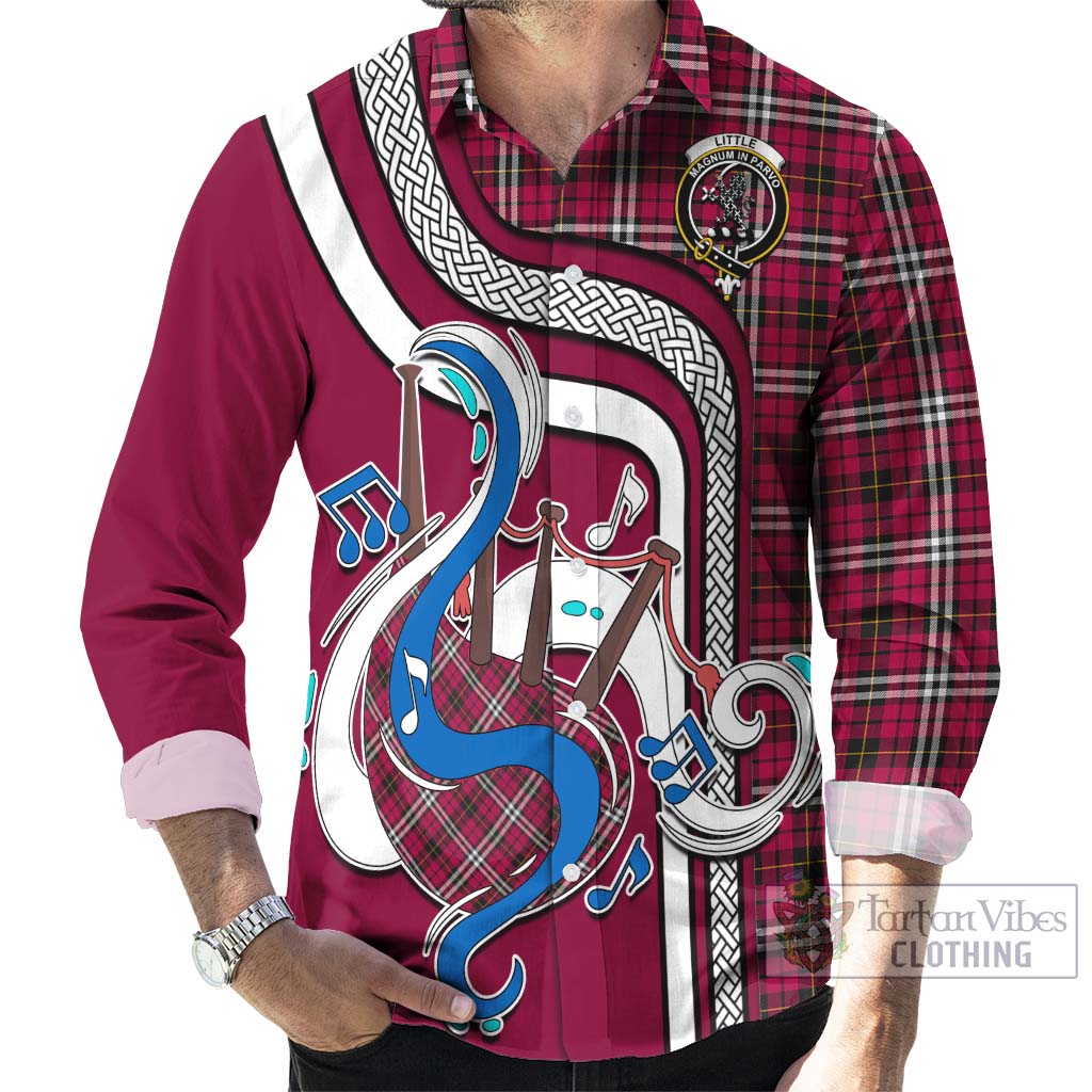 Tartan Vibes Clothing Little Tartan Long Sleeve Button Shirt with Epic Bagpipe Style