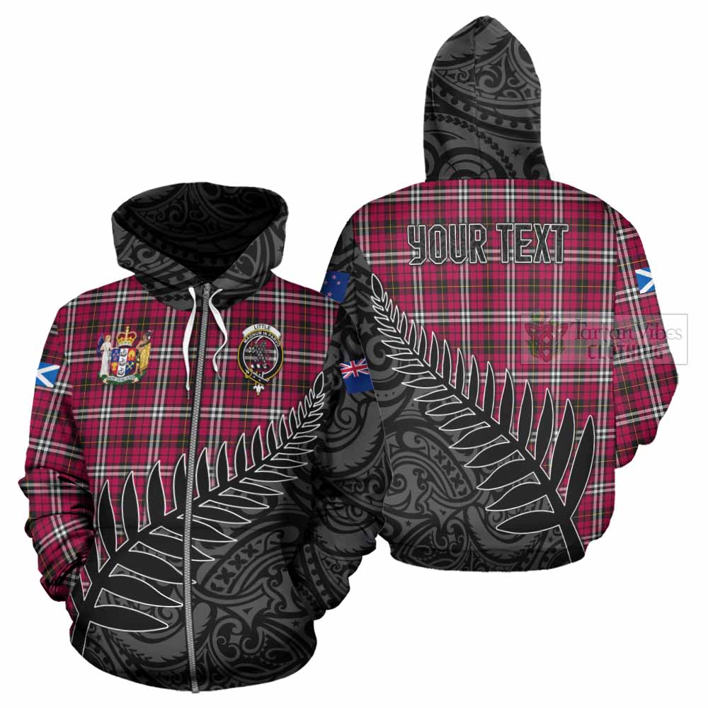 Tartan Vibes Clothing Little Crest Tartan Hoodie with New Zealand Silver Fern Half Style