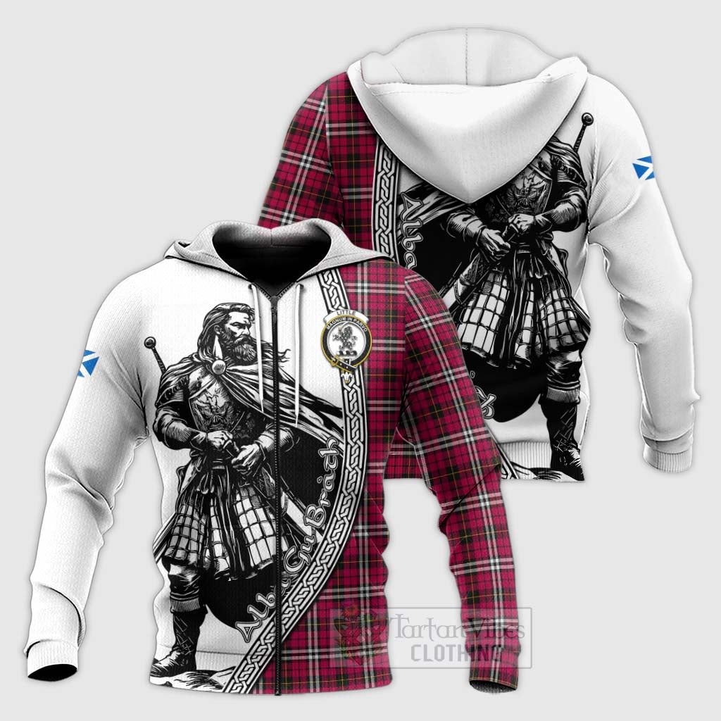 Tartan Vibes Clothing Little Tartan Clan Crest Knitted Hoodie with Highlander Warrior Celtic Style