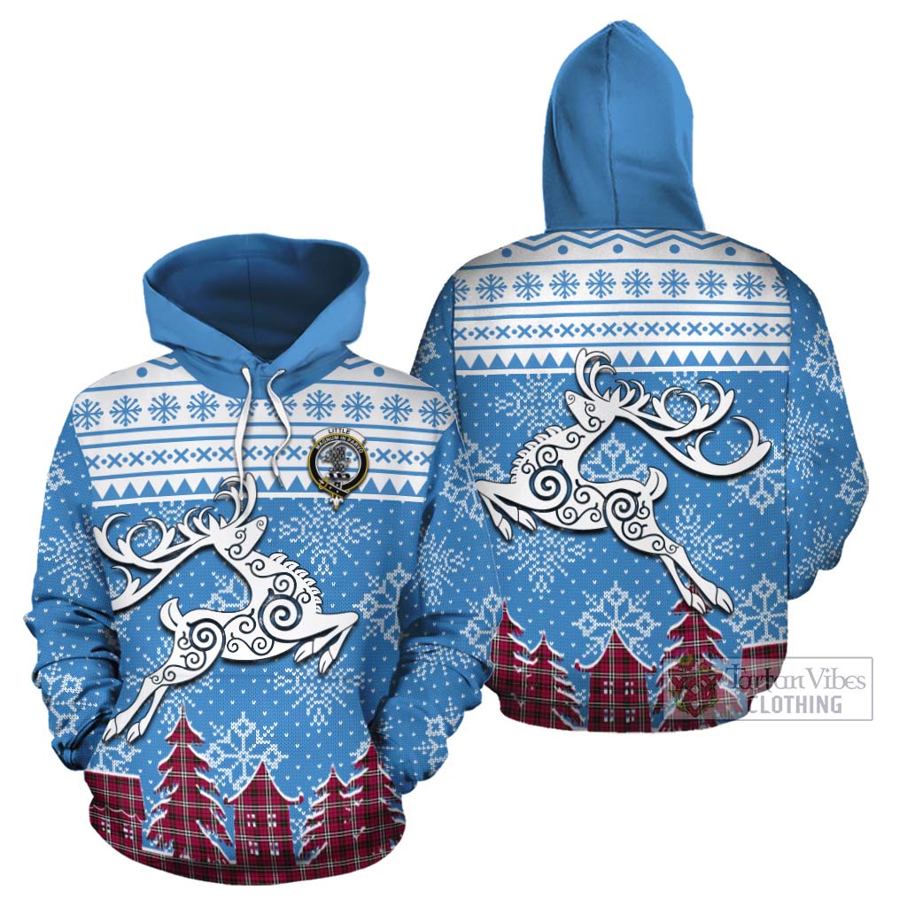 Tartan Vibes Clothing Little Clan Christmas Cotton Hoodie Celtic Reindeer Style