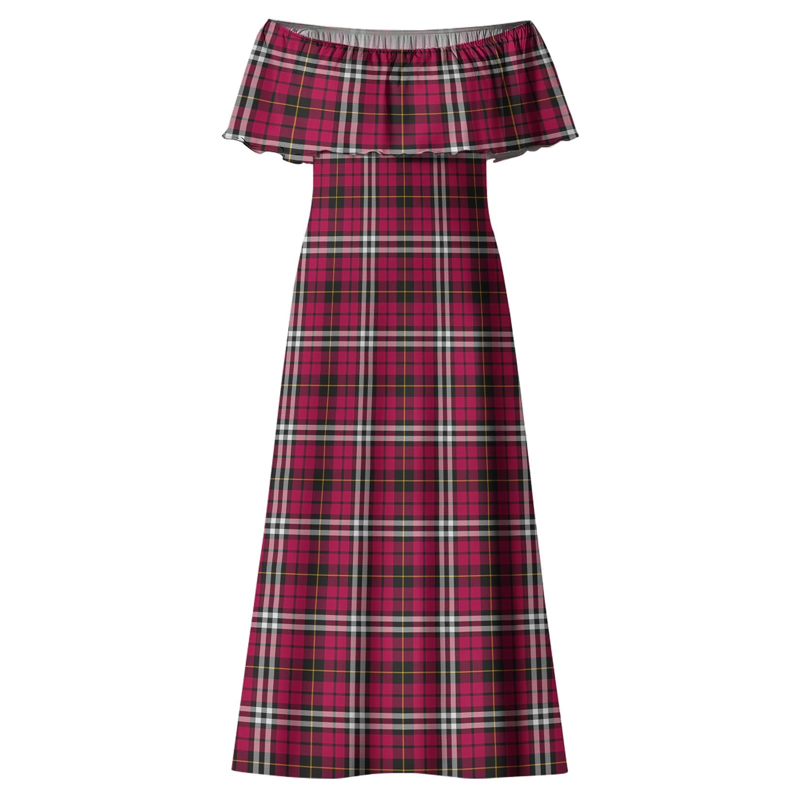 Little Tartan Off Shoulder Long Dress - Tartanvibesclothing