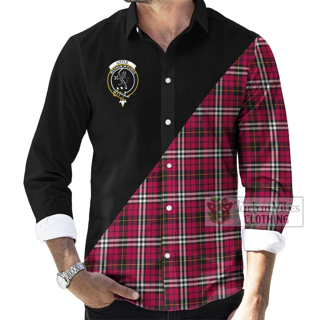 Little Tartan Long Sleeve Button Shirt with Family Crest and Military Logo Style - Tartanvibesclothing Shop