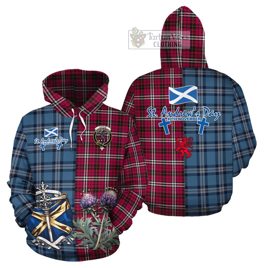 Tartan Vibes Clothing Little Tartan Cotton Hoodie Happy St. Andrew's Day Half Tartan Style