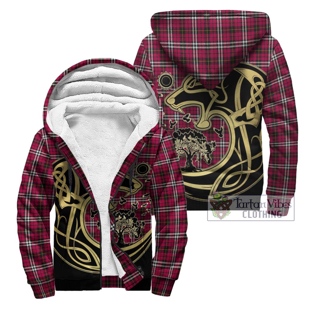 Tartan Vibes Clothing Little Tartan Sherpa Hoodie with Family Crest Celtic Wolf Style