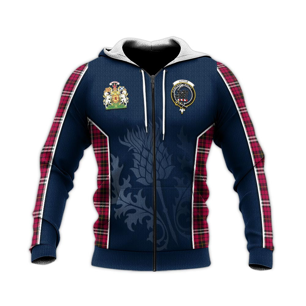 Tartan Vibes Clothing Little Tartan Knitted Hoodie with Family Crest and Scottish Thistle Vibes Sport Style