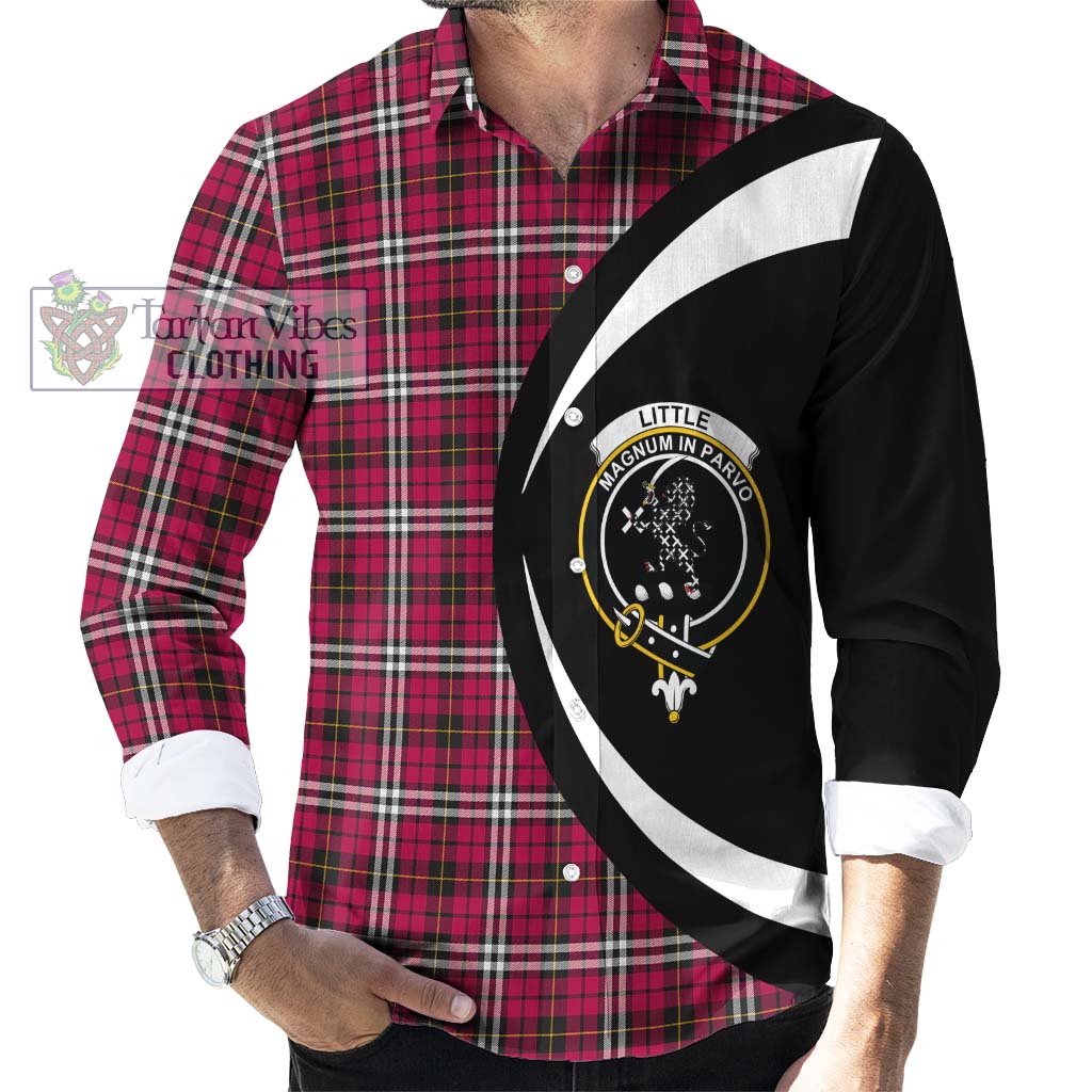 Little Tartan Long Sleeve Button Up with Family Crest Circle Style - Tartan Vibes Clothing