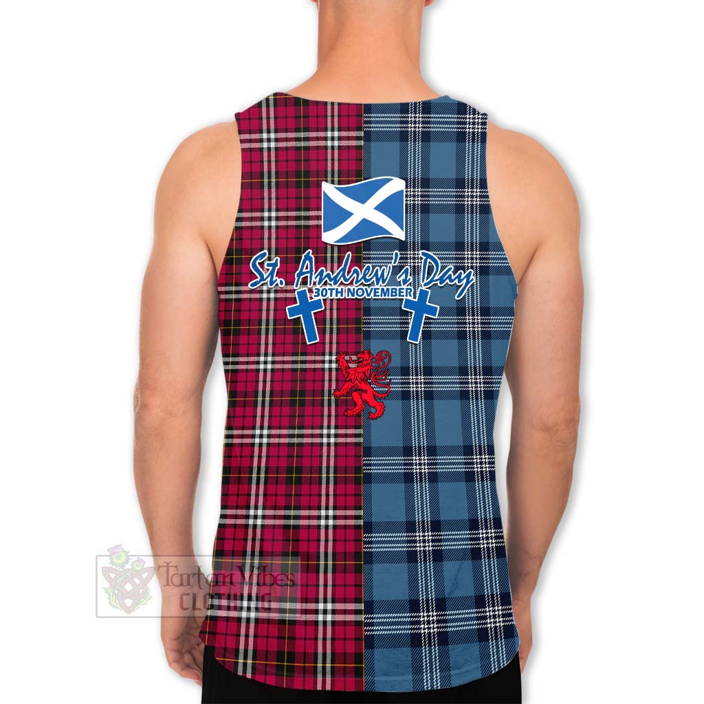 Tartan Vibes Clothing Little Tartan Men's Tank Top Happy St. Andrew's Day Half Tartan Style