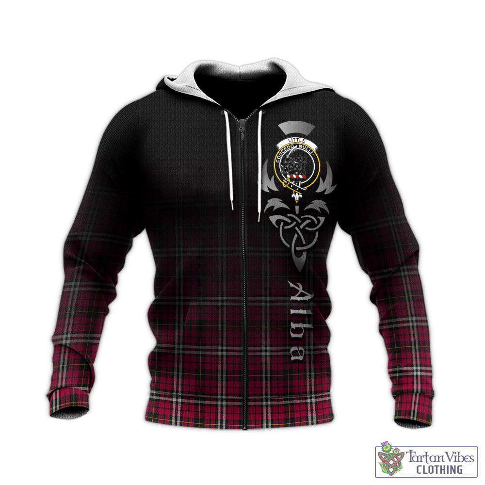 Tartan Vibes Clothing Little Tartan Knitted Hoodie Featuring Alba Gu Brath Family Crest Celtic Inspired