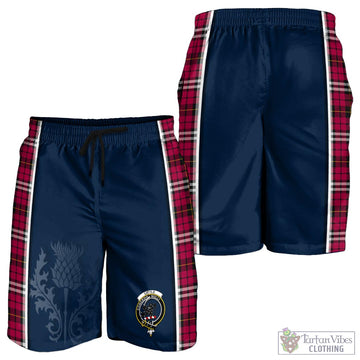 Little Tartan Men's Shorts with Family Crest and Scottish Thistle Vibes Sport Style