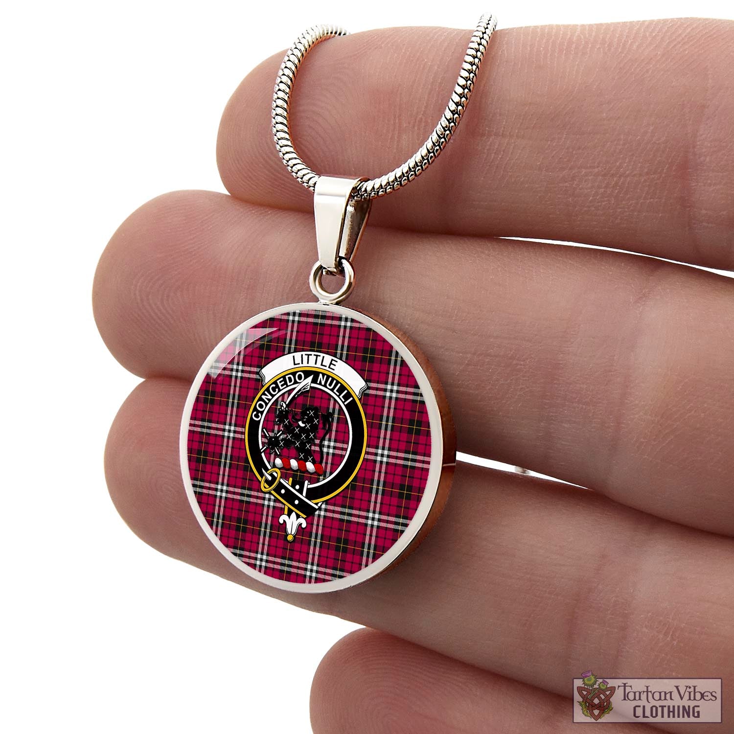 Tartan Vibes Clothing Little Tartan Circle Necklace with Family Crest