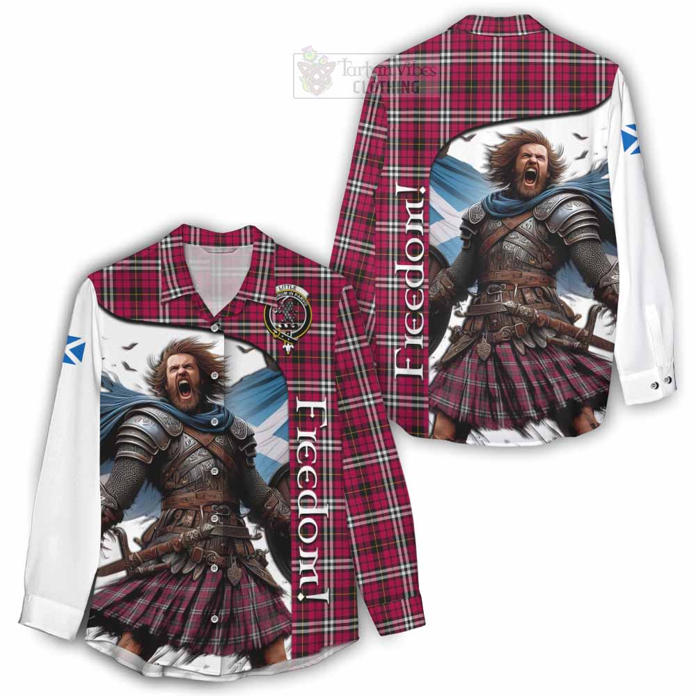 Tartan Vibes Clothing Little Crest Tartan Women's Casual Shirt Inspired by the Freedom of Scottish Warrior