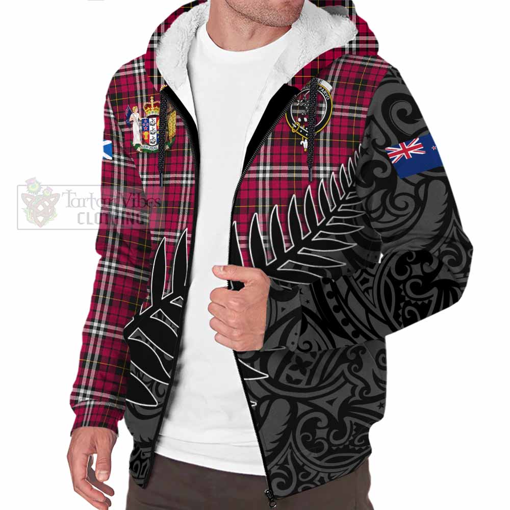 Tartan Vibes Clothing Little Crest Tartan Sherpa Hoodie with New Zealand Silver Fern Half Style