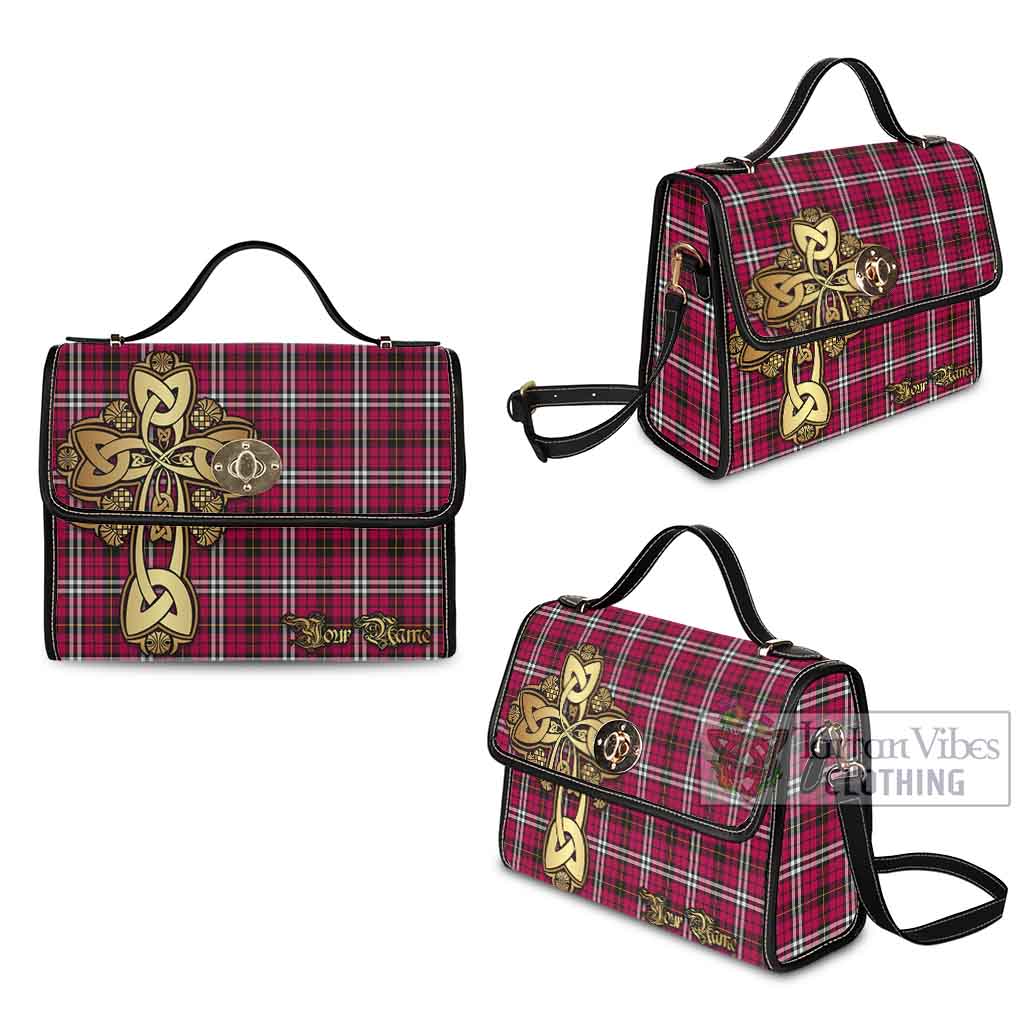 Tartan Vibes Clothing Little Tartan Waterproof Canvas Bag Golden Thistle Celtic Cross Style