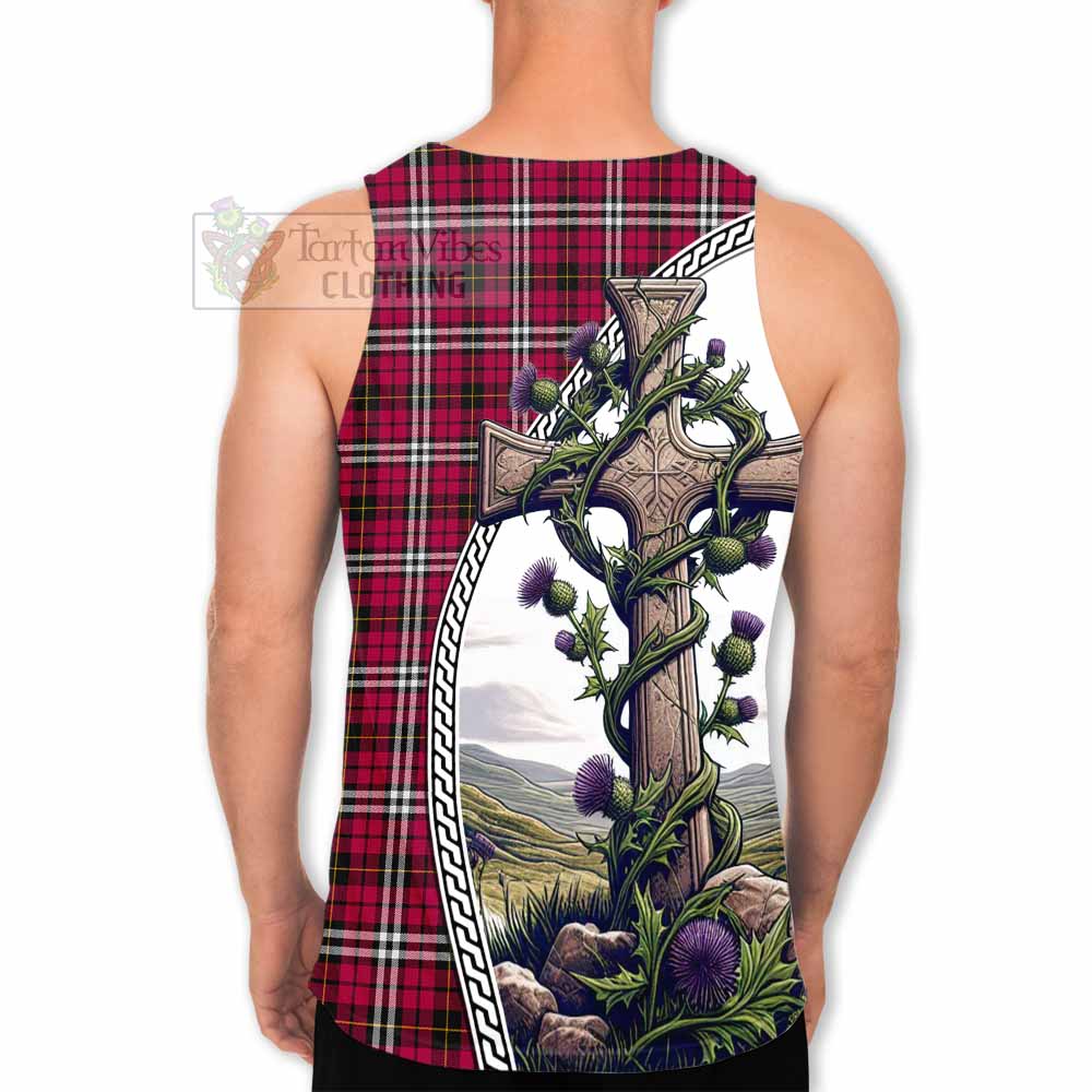 Tartan Vibes Clothing Little Tartan Men's Tank Top with Family Crest and St. Andrew's Cross Accented by Thistle Vines