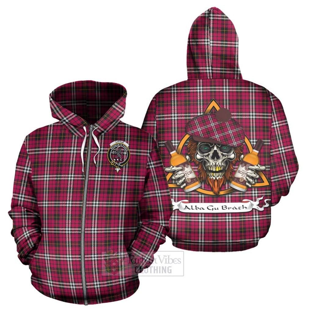 Tartan Vibes Clothing Little Tartan Hoodie with Family Crest and Bearded Skull Holding Bottles of Whiskey