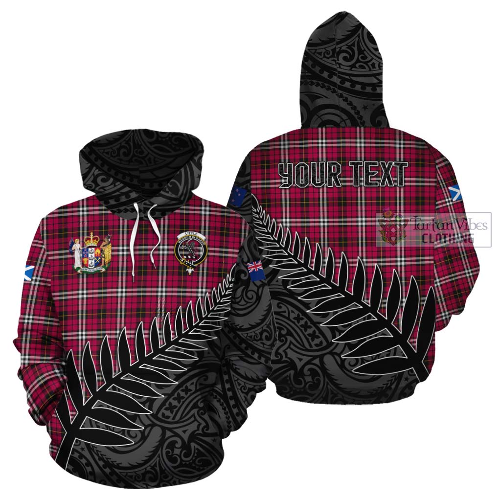 Tartan Vibes Clothing Little Crest Tartan Cotton Hoodie with New Zealand Silver Fern Half Style