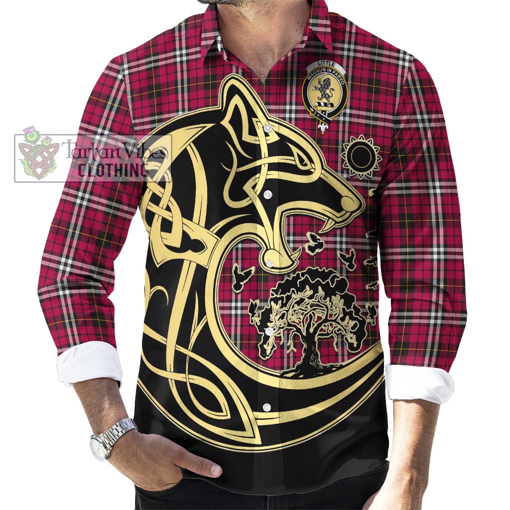 Tartan Vibes Clothing Little Tartan Long Sleeve Button Shirt with Family Crest Celtic Wolf Style