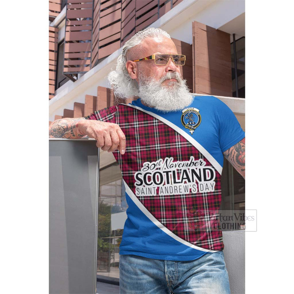 Tartan Vibes Clothing Little Family Crest Tartan Cotton T-shirt Celebrate Saint Andrew's Day in Style