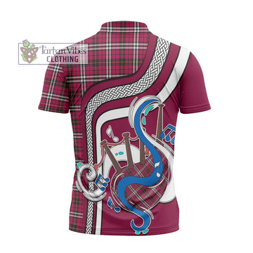 Little Tartan Zipper Polo Shirt with Epic Bagpipe Style