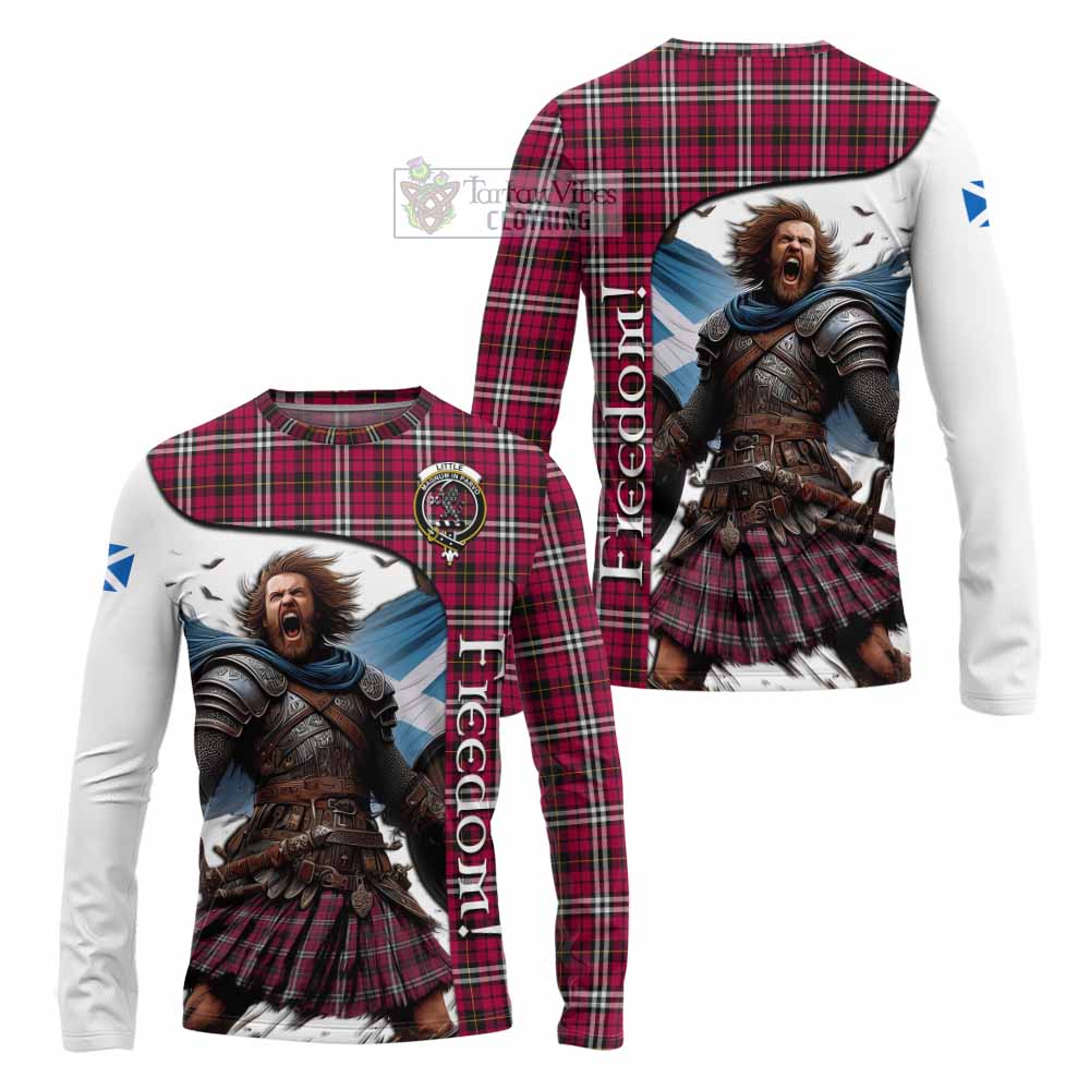 Tartan Vibes Clothing Little Crest Tartan Long Sleeve T-Shirt Inspired by the Freedom of Scottish Warrior