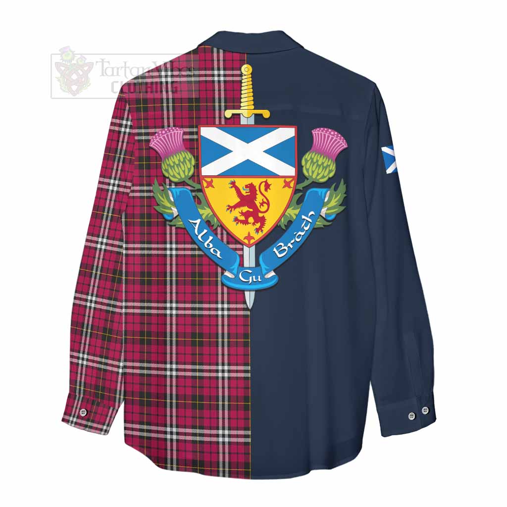 Tartan Vibes Clothing Little Tartan Women's Casual Shirt Alba with Scottish Lion Royal Arm Half Style