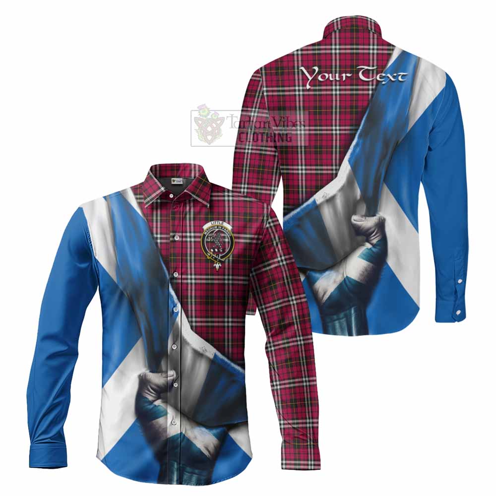 Tartan Vibes Clothing Little Tartan Long Sleeve Button Shirt with Family Crest Scotland Patriotic Style