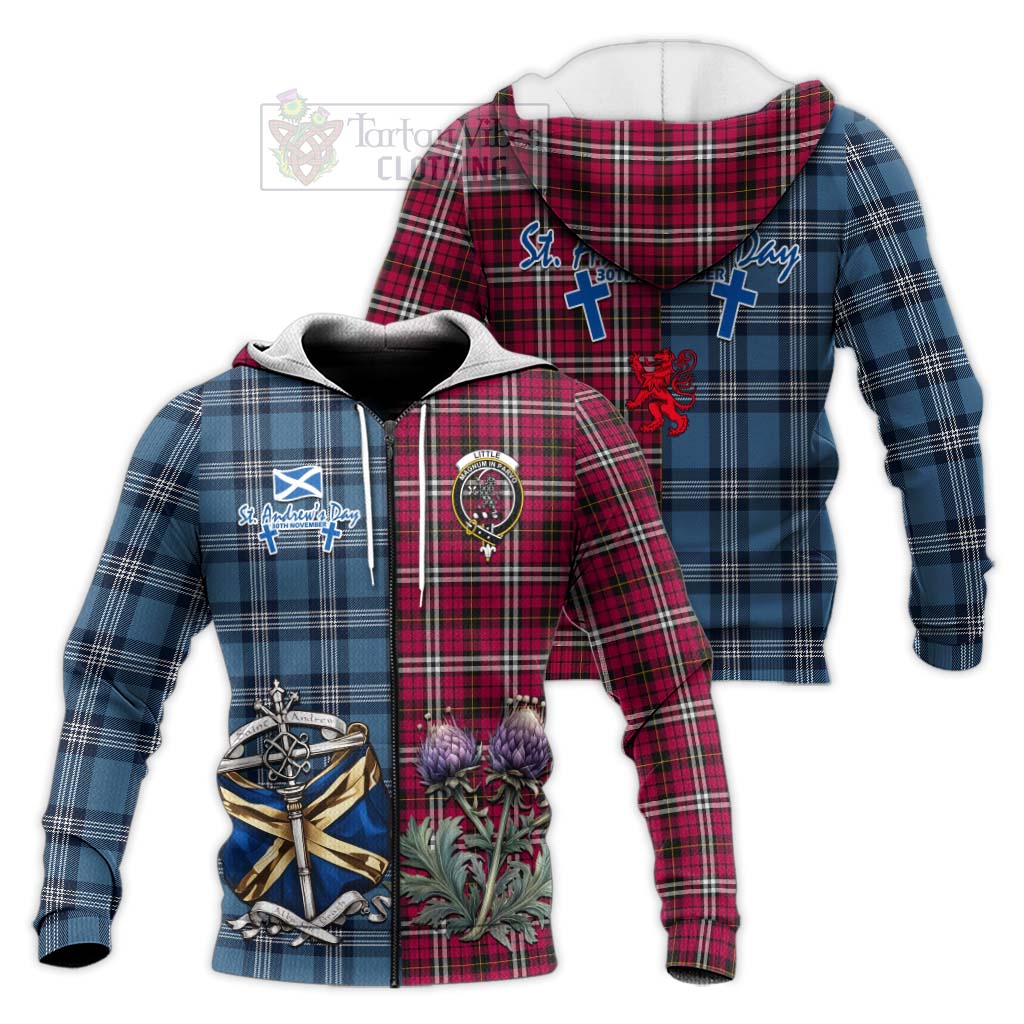 Tartan Vibes Clothing Little Tartan Knitted Hoodie Happy St. Andrew's Day Half Tartan Style