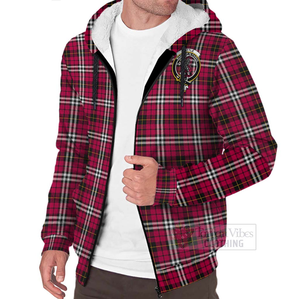 Tartan Vibes Clothing Little Tartan Sherpa Hoodie with Family Crest and Bearded Skull Holding Bottles of Whiskey