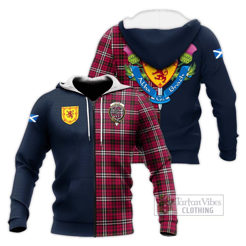 Tartan Vibes Clothing Little Tartan Knitted Hoodie with Scottish Lion Royal Arm Half Style