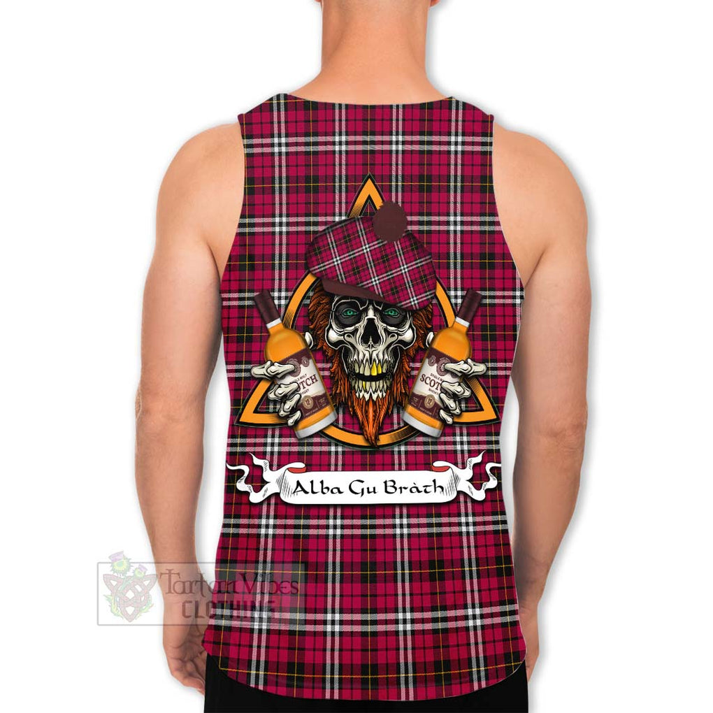 Tartan Vibes Clothing Little Tartan Men's Tank Top with Family Crest and Bearded Skull Holding Bottles of Whiskey