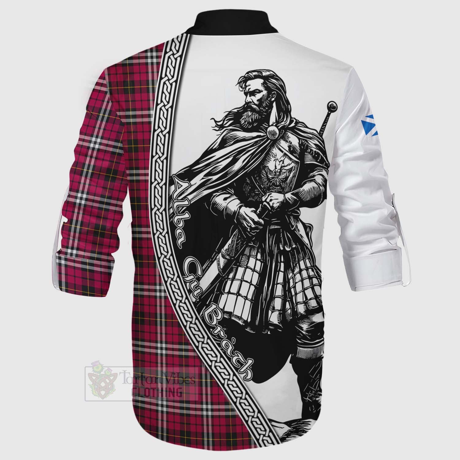 Tartan Vibes Clothing Little Tartan Clan Crest Ghillie Kilt Shirt with Highlander Warrior Celtic Style