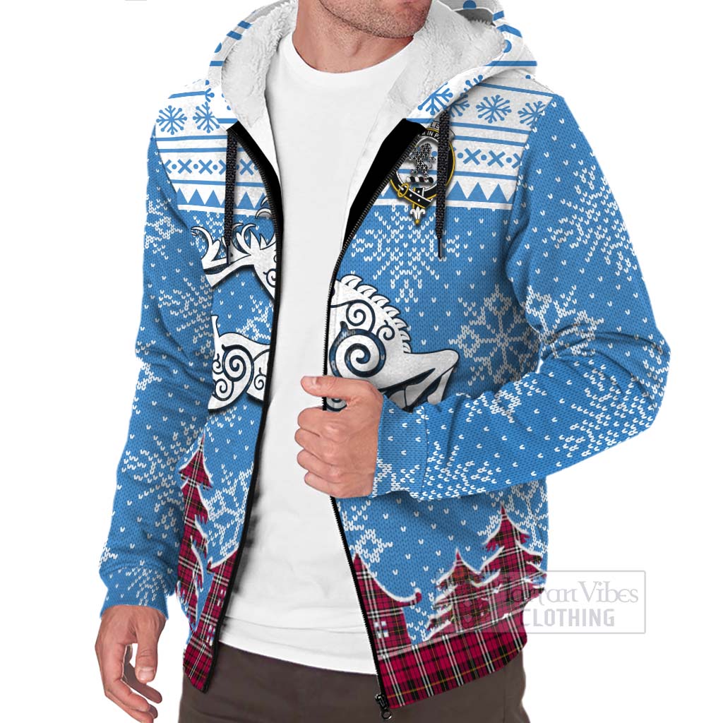 Tartan Vibes Clothing Little Clan Christmas Sherpa Hoodie Celtic Reindeer Style