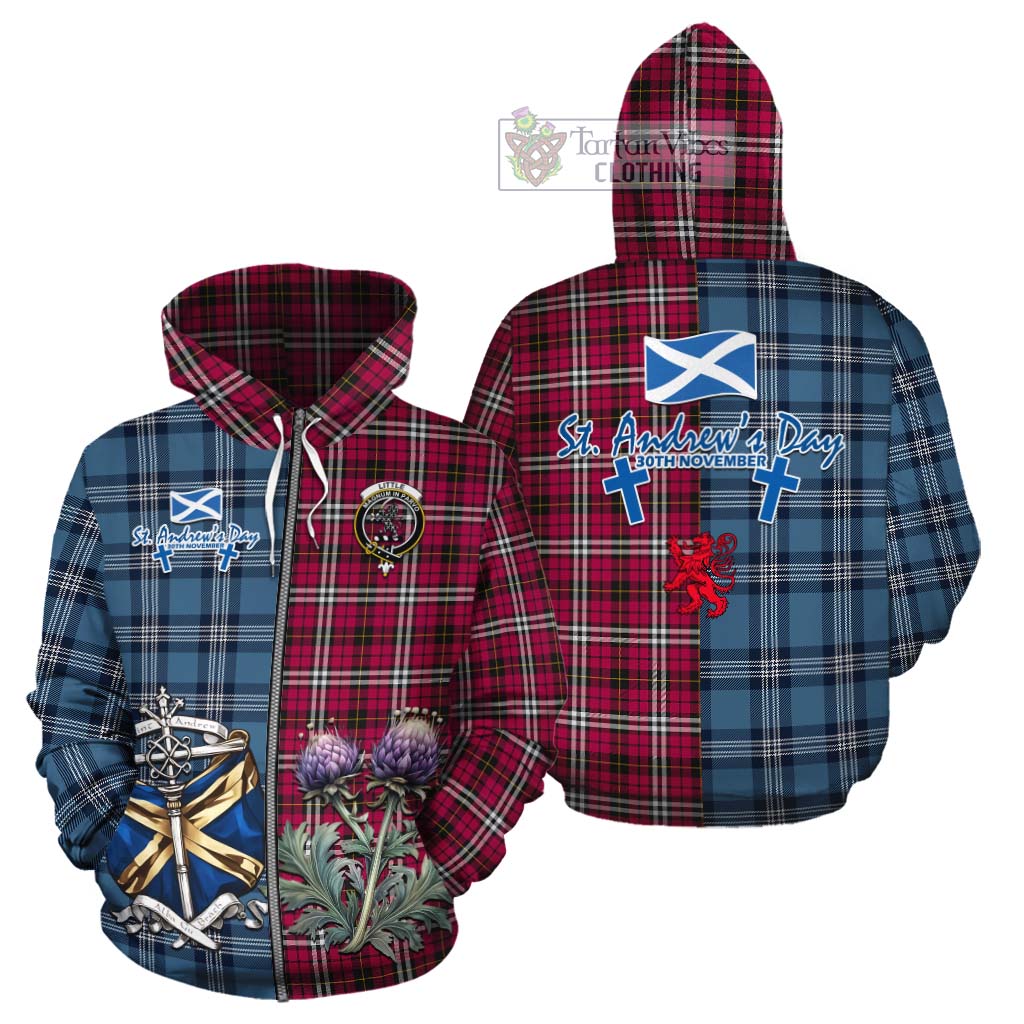 Tartan Vibes Clothing Little Tartan Cotton Hoodie Happy St. Andrew's Day Half Tartan Style