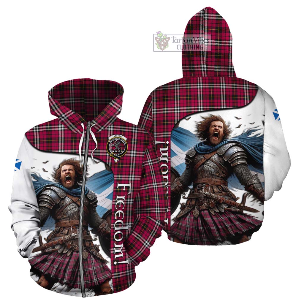 Tartan Vibes Clothing Little Crest Tartan Cotton Hoodie Inspired by the Freedom of Scottish Warrior