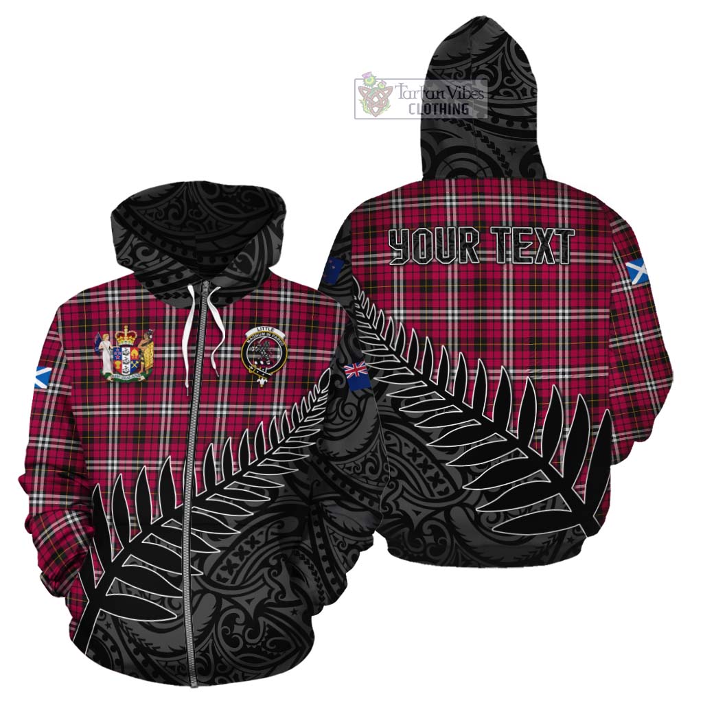 Tartan Vibes Clothing Little Crest Tartan Cotton Hoodie with New Zealand Silver Fern Half Style