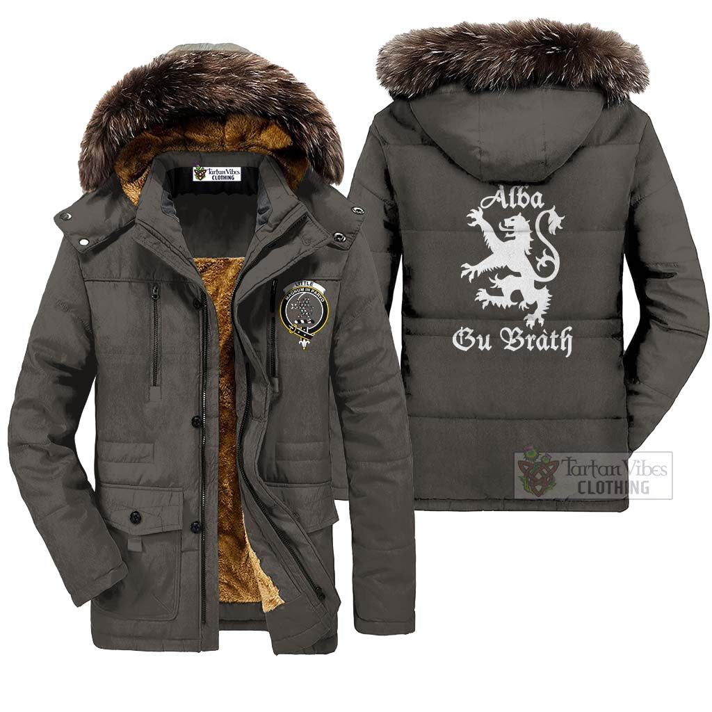 Little Family Crest Parka Jacket Lion Rampant Alba Gu Brath Style Gray Unisex - 2D-tartanvibesclothing