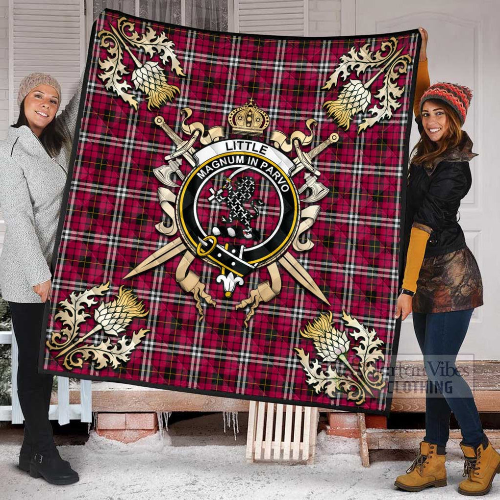 Tartan Vibes Clothing Little Tartan Quilt with Family Crest and Scottish Golden Courage Shield