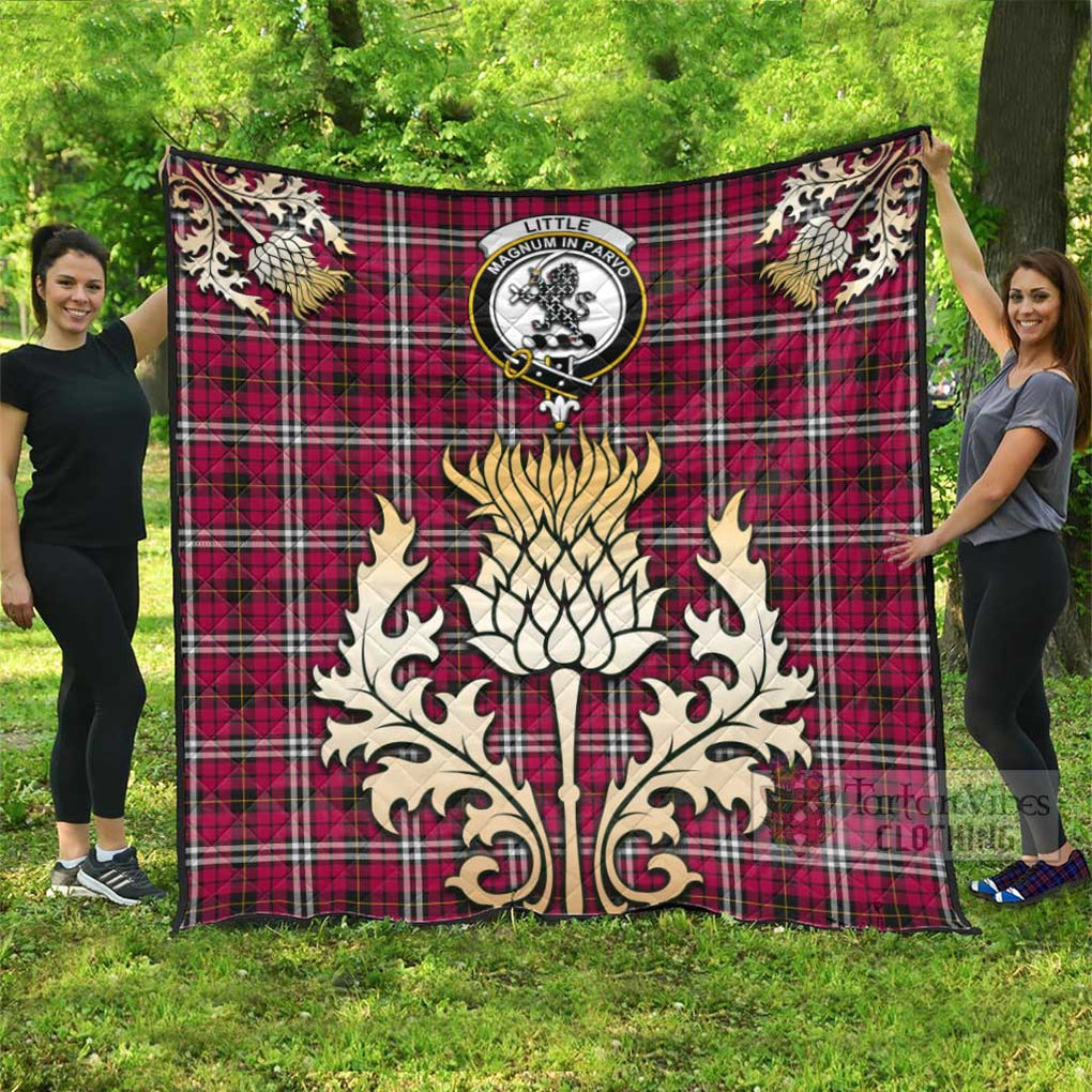 Tartan Vibes Clothing Little Tartan Quilt with Family Crest and Golden Thistle Style