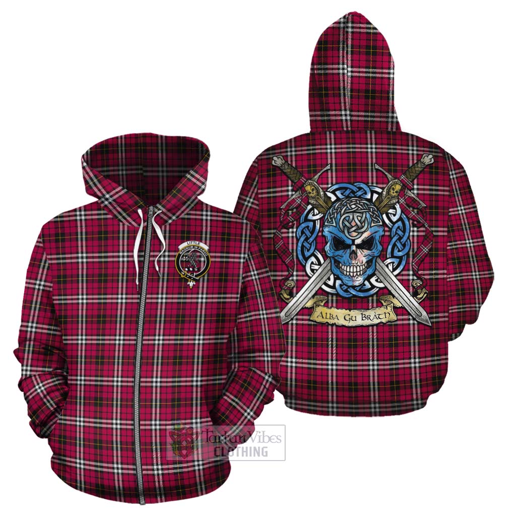 Tartan Vibes Clothing Little Tartan Cotton Hoodie with Family Crest Celtic Skull Style