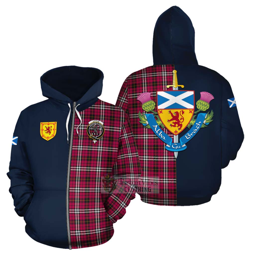 Tartan Vibes Clothing Little Tartan Cotton Hoodie Alba with Scottish Lion Royal Arm Half Style