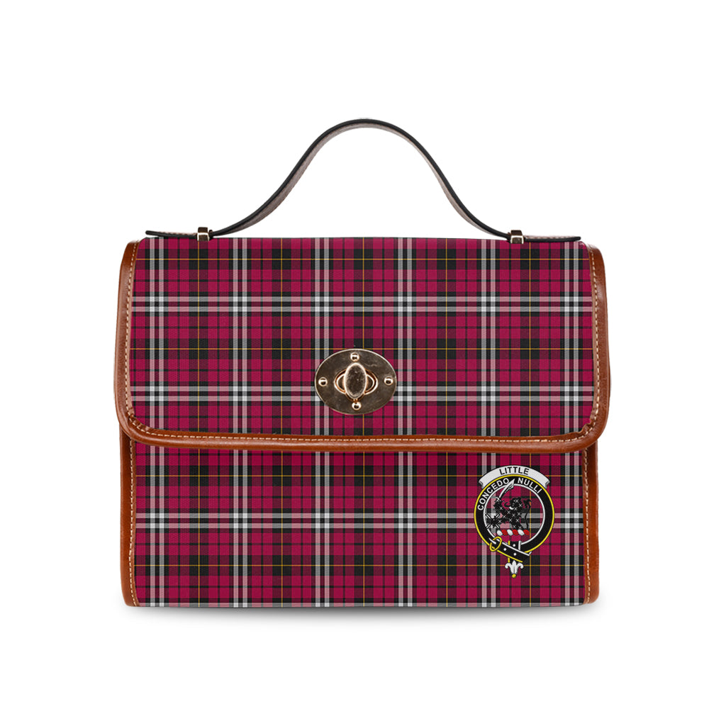 little-tartan-leather-strap-waterproof-canvas-bag-with-family-crest