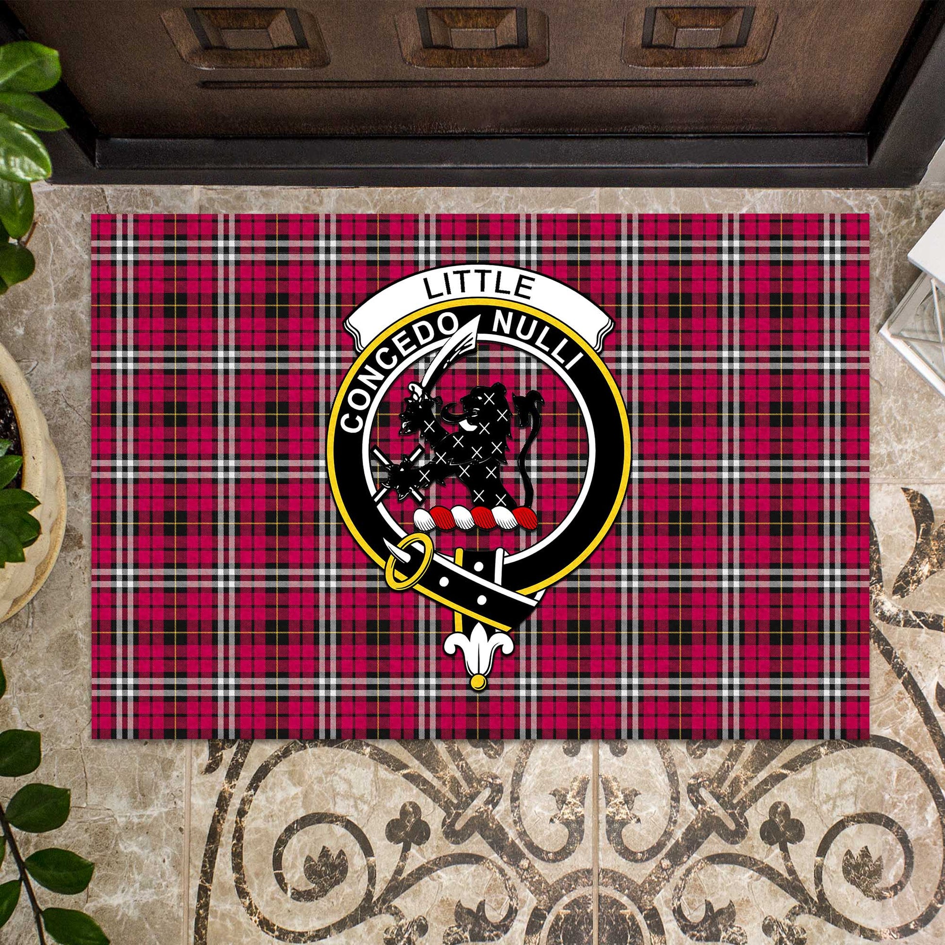 Little Tartan Door Mat with Family Crest - Tartanvibesclothing