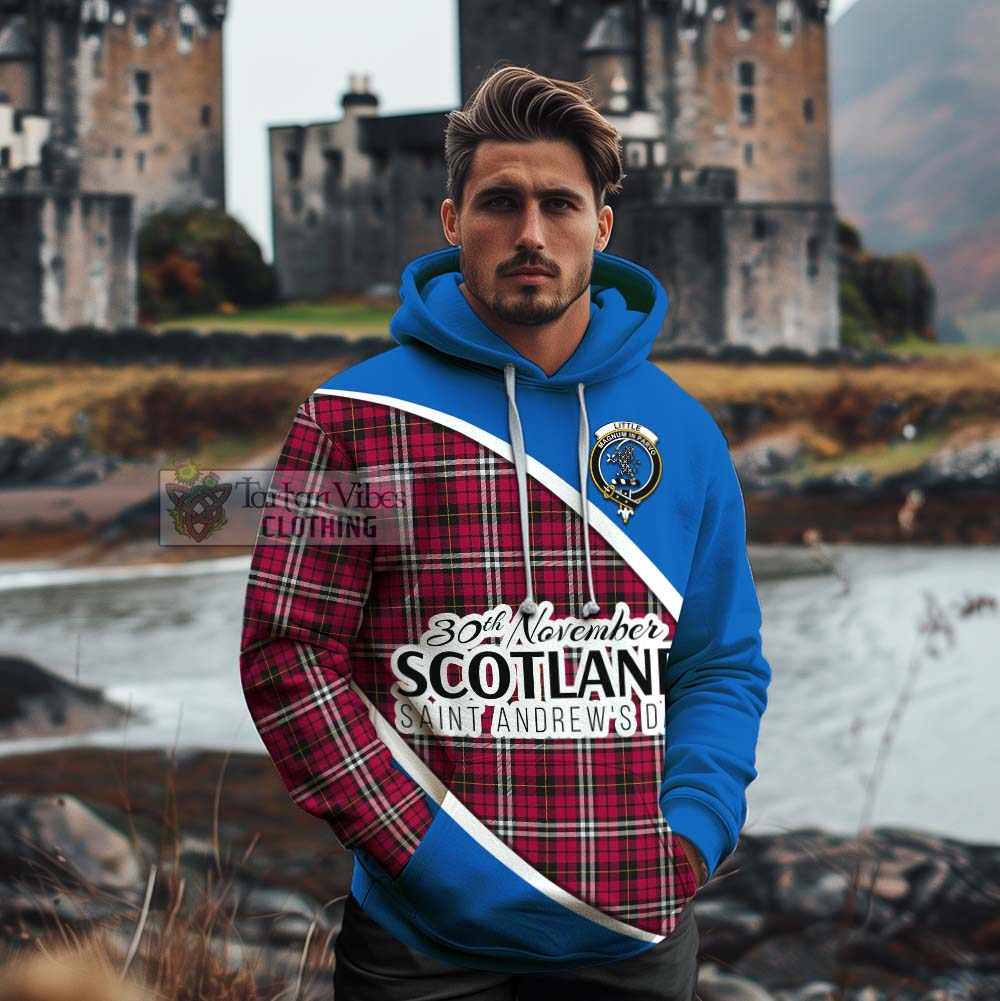 Tartan Vibes Clothing Little Family Crest Tartan Cotton Hoodie Celebrate Saint Andrew's Day in Style