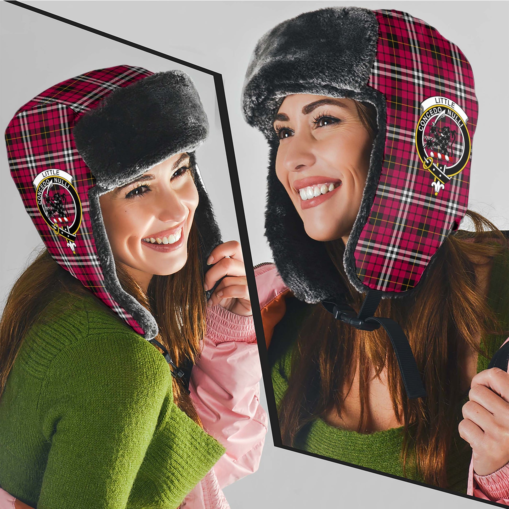 Little Tartan Winter Trapper Hat with Family Crest - Tartanvibesclothing