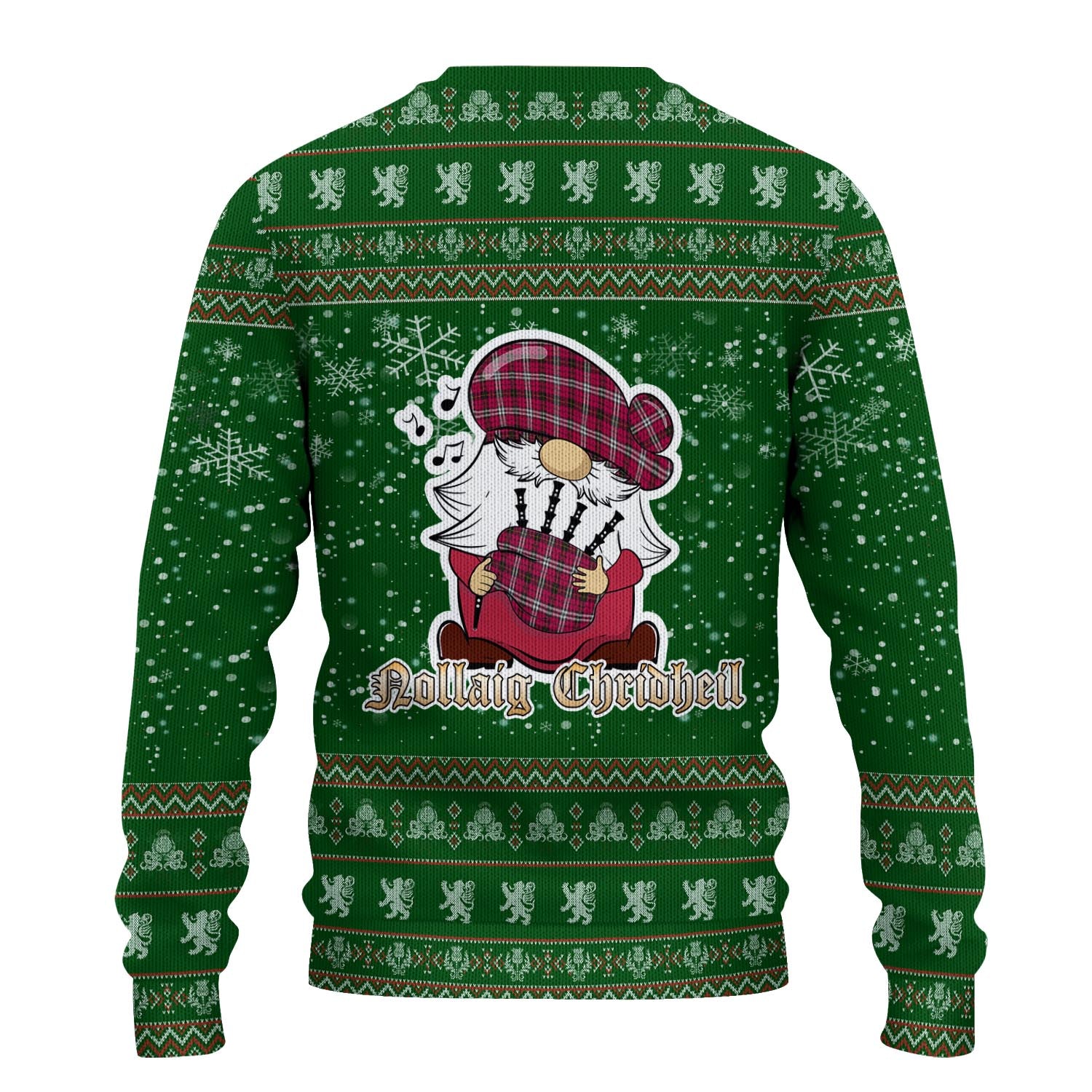 Little Clan Christmas Family Knitted Sweater with Funny Gnome Playing Bagpipes - Tartanvibesclothing