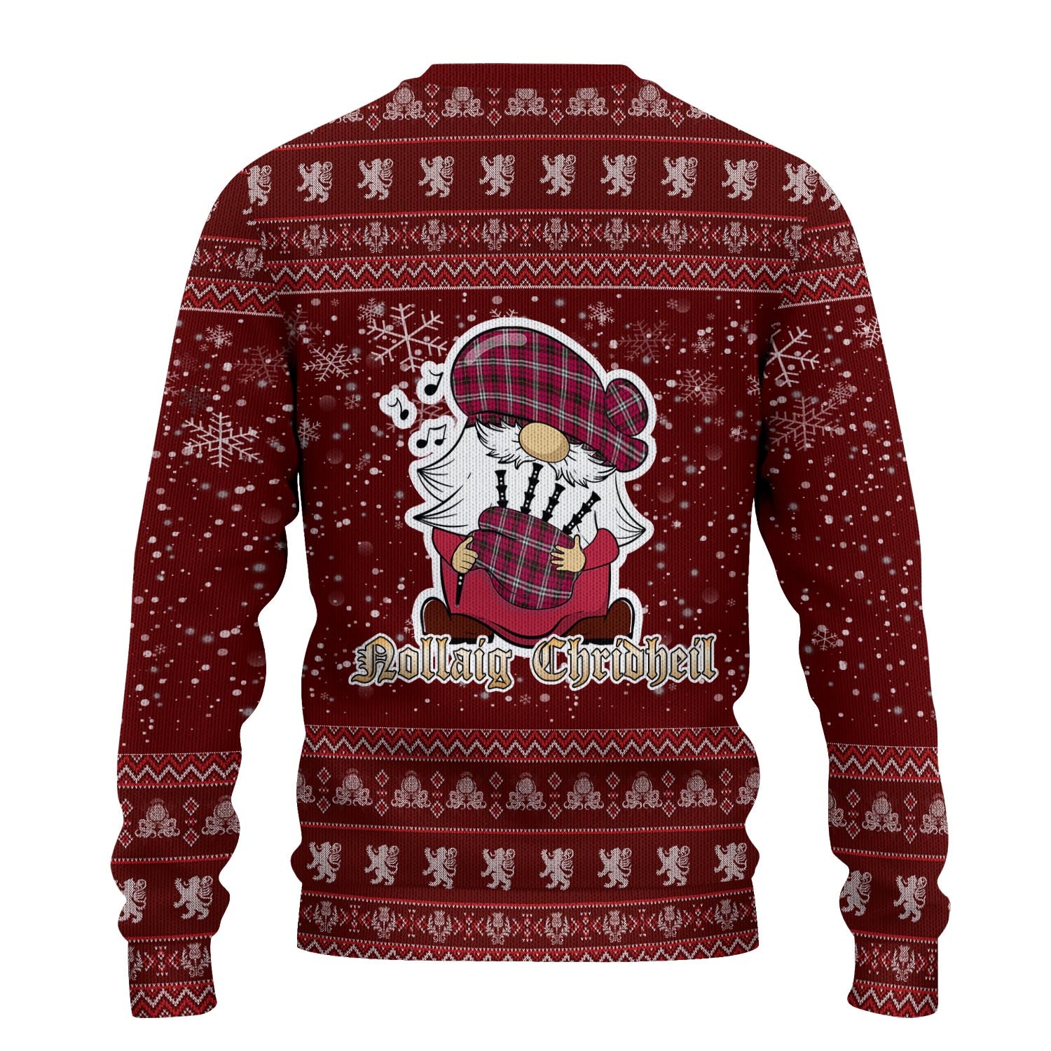 Little Clan Christmas Family Knitted Sweater with Funny Gnome Playing Bagpipes - Tartanvibesclothing