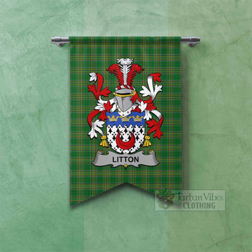 Litton Irish Clan Tartan Gonfalon, Tartan Banner with Coat of Arms Fishtail - Tartan Vibes Clothing