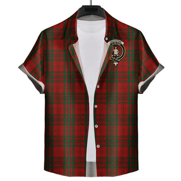 Livingstone Tartan Short Sleeve Button Down Shirt with Family Crest