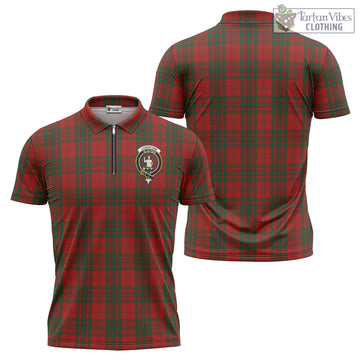 Livingstone Tartan Zipper Polo Shirt with Family Crest