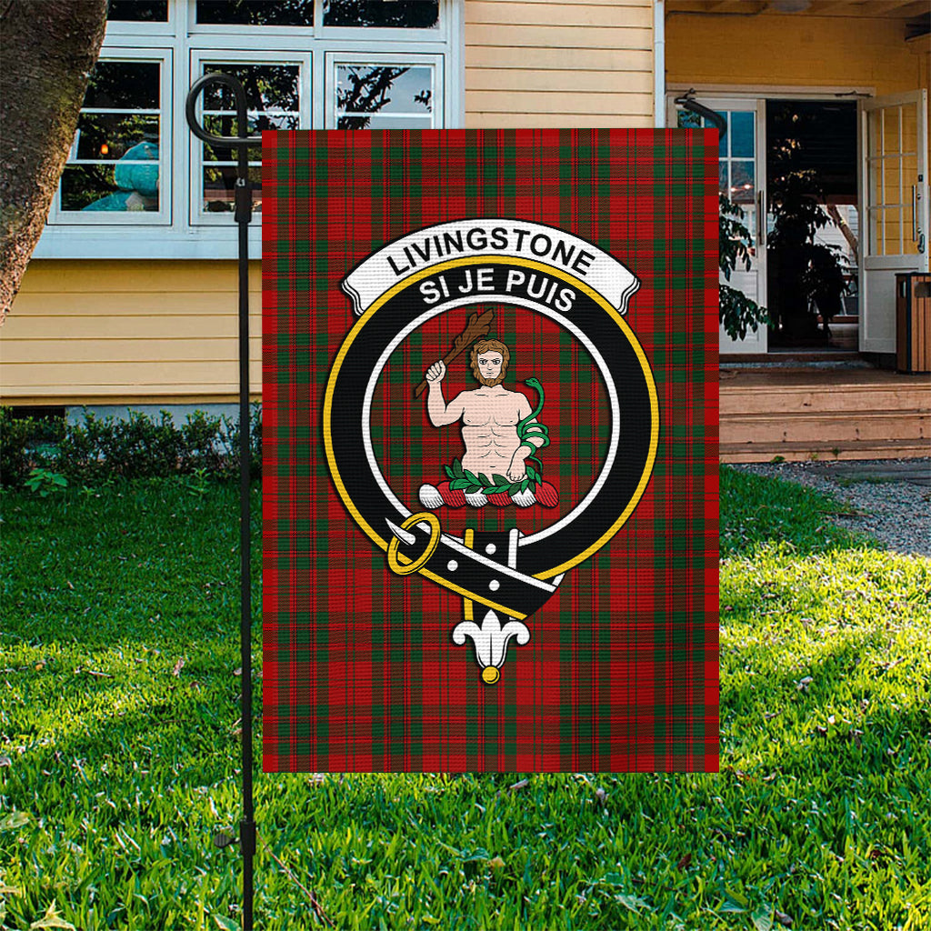 Livingstone Tartan Garden Flag with Family Crest Garden Flag - Tartan Vibes Clothing